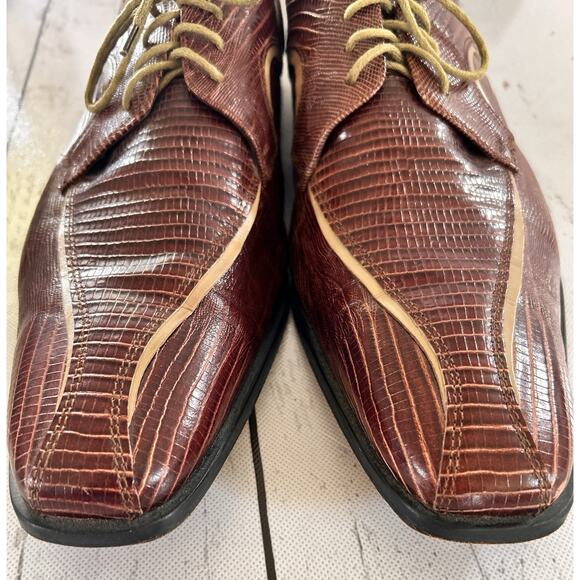 Sz 14 Stacy Adams Burgundy Beige Animal Print Leather Oxford Lace Up Dress Shoes main image 9